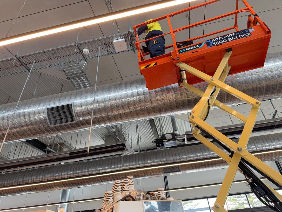 STRZELEC Electrical carrying out commercial electrical work at height in Adelaide